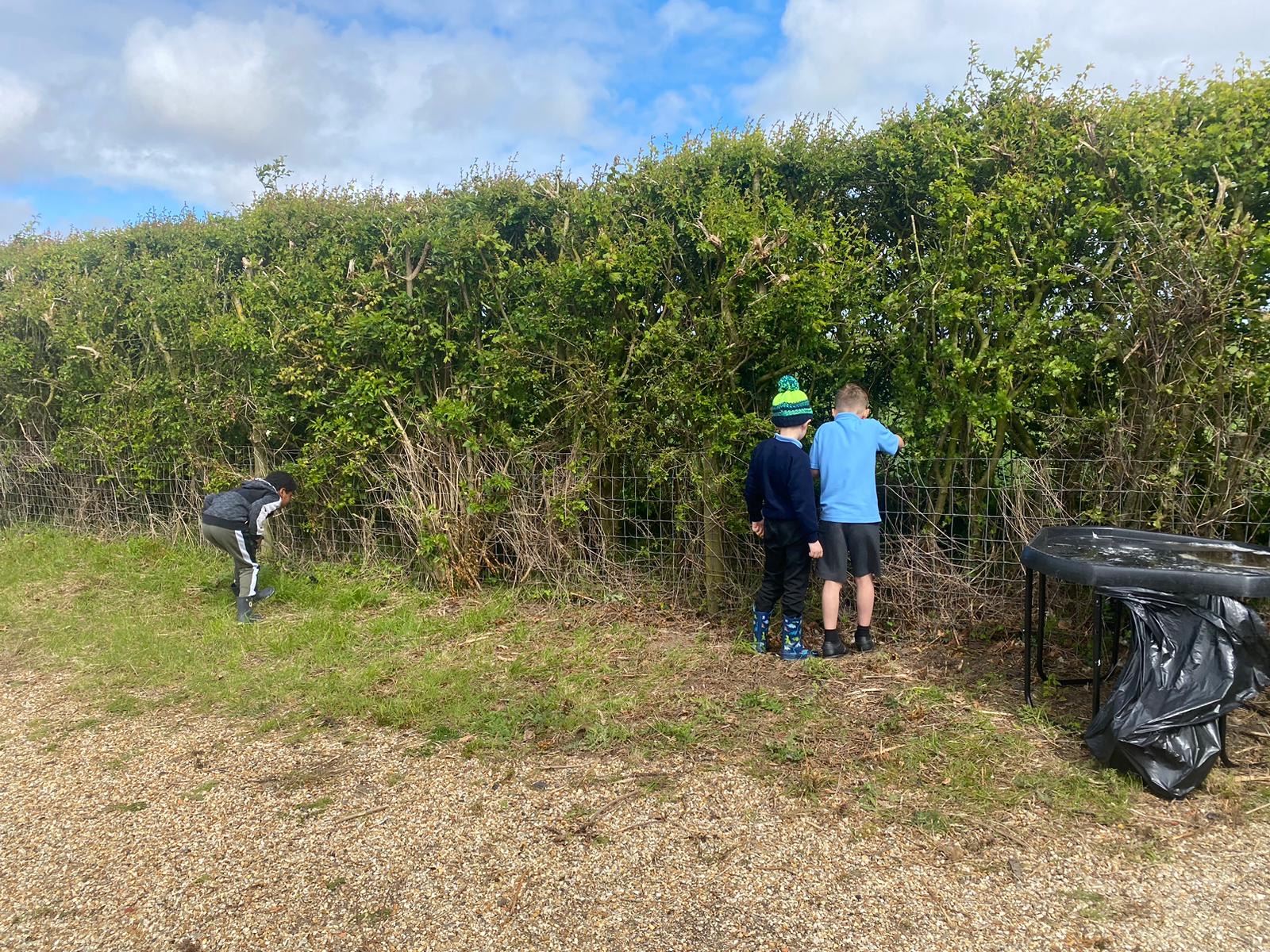Tidying the school grounds